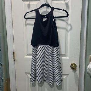 Black and white striped dress